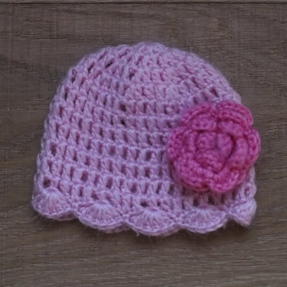 Knit Pink Baby Hat, 0-9M